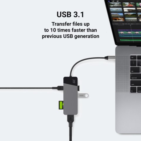 Green Cell - Stacja dokująca HUB USB-C HDMI 4K DEX SD & MicroSD card slot USB 3.1 Green Cell - Stacja dokująca HUB USB-C HDMI 4K DEX SD & MicroSD card slot USB 3.1