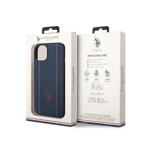 US Polo Assn Leather Stitch - Etui iPhone 14 Plus (granatowy) US Polo Assn Leather Stitch - Etui iPhone 14 Plus (granatowy)