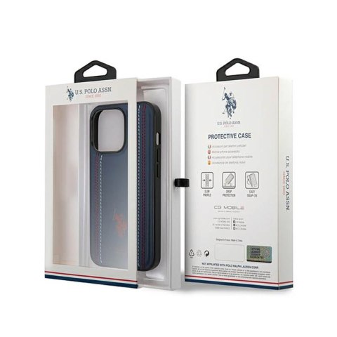 US Polo Assn Leather Stitch - Etui iPhone 14 Pro (granatowy) US Polo Assn Leather Stitch - Etui iPhone 14 Pro (granatowy)