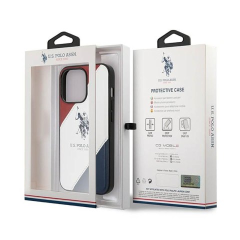 US Polo Assn Tricolor Embossed - Etui iPhone 14 Pro (biały) US Polo Assn Tricolor Embossed - Etui iPhone 14 Pro (biały)