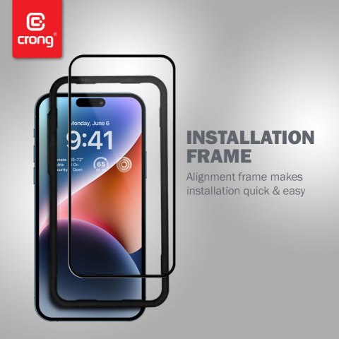 Crong Anti-Bacterial 3D Armour Glass - Szkło hartowane 9H na cały ekran iPhone 14 Pro + ramka instalacyjna Crong Anti-Bacterial 3D Armour Glass - Szkło hartowane 9H na cały ekran iPhone 14 Pro + ramka instalacyjna