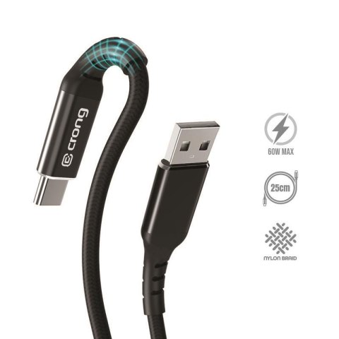 Crong Armor Link - Kabel 60W 3A USB-A do USB-C Power Delivery Fast Charging 25cm (czarny) Crong Armor Link - Kabel 60W 3A USB-A do USB-C Power Delivery Fast Charging 25cm (czarny)