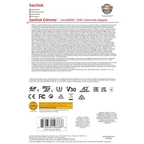 SanDisk Extreme microSDXC - Karta pamięci 64 GB A2 V30 UHS-I U3 170/80 MB/s z adapterem SanDisk Extreme microSDXC - Karta pamięci 64 GB A2 V30 UHS-I U3 170/80 MB/s z adapterem