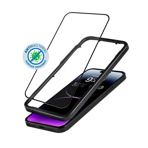 Crong Anti-Bacterial 3D Armour Glass - Szkło hartowane 9H na cały ekran iPhone 14 Pro Max + ramka instalacyjna Crong Anti-Bacterial 3D Armour Glass - Szkło hartowane 9H na cały ekran iPhone 14 Pro Max + ramka instalacyjna