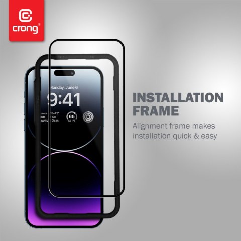 Crong Anti-Bacterial 3D Armour Glass - Szkło hartowane 9H na cały ekran iPhone 14 Pro Max + ramka instalacyjna Crong Anti-Bacterial 3D Armour Glass - Szkło hartowane 9H na cały ekran iPhone 14 Pro Max + ramka instalacyjna
