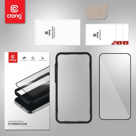 Crong Anti-Bacterial 3D Armour Glass - Szkło hartowane 9H na cały ekran iPhone 14 Pro Max + ramka instalacyjna Crong Anti-Bacterial 3D Armour Glass - Szkło hartowane 9H na cały ekran iPhone 14 Pro Max + ramka instalacyjna