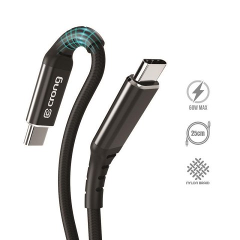 Crong Armor Link - Kabel 60W 3A USB-C do USB-C Power Delivery Fast Charging 25cm (czarny) Crong Armor Link - Kabel 60W 3A USB-C do USB-C Power Delivery Fast Charging 25cm (czarny)