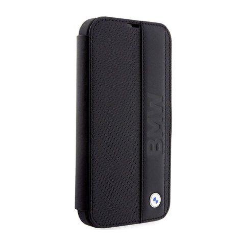 BMW Booktype Leather Textured & Stripe - Etui iPhone 14 Pro Max (czarny) BMW Booktype Leather Textured & Stripe - Etui iPhone 14 Pro Max (czarny)