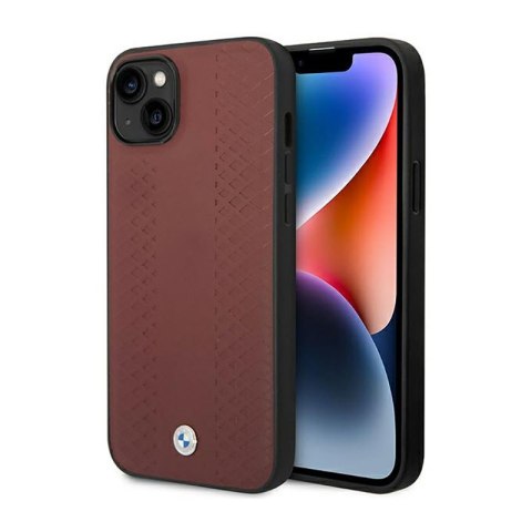 BMW Leather Diamond Pattern - Etui iPhone 14 (burgundowy) BMW Leather Diamond Pattern - Etui iPhone 14 (burgundowy)