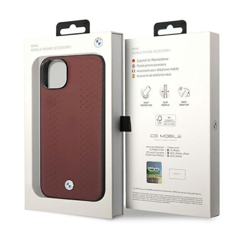 BMW Leather Diamond Pattern - Etui iPhone 14 (burgundowy) BMW Leather Diamond Pattern - Etui iPhone 14 (burgundowy)