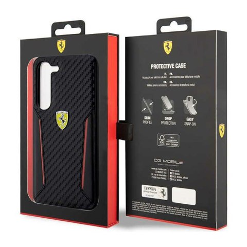 Ferrari Carbon Contrast Edges - Etui Samsung Galaxy S23+ (czarny) Ferrari Carbon Contrast Edges - Etui Samsung Galaxy S23+ (czarny)