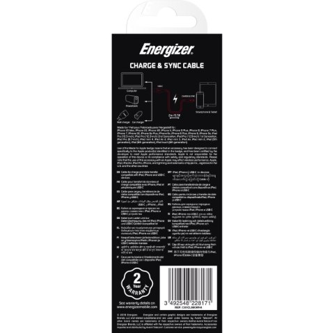 Energizer Classic - Kabel połączeniowy USB-C do Lightning certyfikat MFi 2m (Biały) Energizer Classic - Kabel połączeniowy USB-C do Lightning certyfikat MFi 2m (Biały)