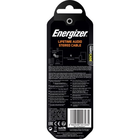 Energizer HardCase - Kabel audio jack 3,5 mm - Lightning certyfikat MFi 1.5m ROW (Biały) dożywotnia gwarancja Energizer HardCase - Kabel audio jack 3,5 mm - Lightning certyfikat MFi 1.5m ROW (Biały) dożywotnia gwarancja