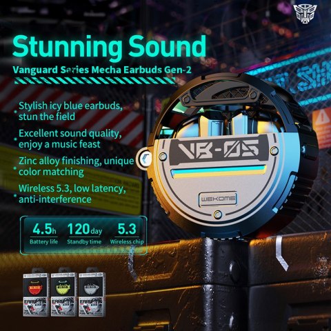 WEKOME VB05 Vanguard Series - Bezprzewodowe słuchawki Bluetooth V5.3 TWS z etui ładującym (Zielony) WEKOME VB05 Vanguard Series - Bezprzewodowe słuchawki Bluetooth V5.3 TWS z etui ładującym (Zielony)