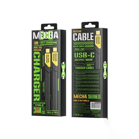 WEKOME WDC-192 Mecha Series - Kabel połączeniowy USB-C do USB-C 100W Fast Charging 1.2 m (Żółty) WEKOME WDC-192 Mecha Series - Kabel połączeniowy USB-C do USB-C 100W Fast Charging 1.2 m (Żółty)