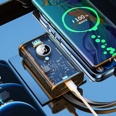 WEKOME WP-345 Vanguard Series - Power bank 10000 mAh Fast Charging z wbudowanym kablem USB-C & Lightning PD 20W + QC 22.5W (Czar WEKOME WP-345 Vanguard Series - Power bank 10000 mAh Fast Charging z wbudowanym kablem USB-C & Lightning PD 20W + QC 22.5W (Czar