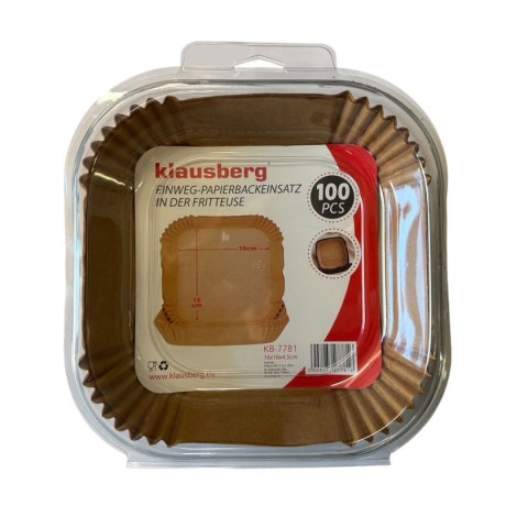 KLAUSBERG WKŁAD PAPIEROWY DO FRYTOWNICY 16x16cm 100szt. KLAUSBERG KB-7781 KLAUSBERG WKŁAD PAPIEROWY DO FRYTOWNICY 16x16cm 100szt. KLAUSBERG KB-7781