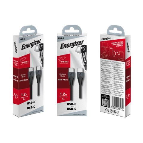 Energizer Classic - Kabel połączeniowy USB-C do USB-C 1.2m (Czarny) Energizer Classic - Kabel połączeniowy USB-C do USB-C 1.2m (Czarny)