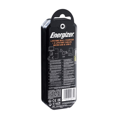 Energizer HardCase - Kompaktowa ładowarka sieciowa 2x USB-A + Kabel USB-C & Micro USB (Czarny) dożywotnia gwarancja Energizer HardCase - Kompaktowa ładowarka sieciowa 2x USB-A + Kabel USB-C & Micro USB (Czarny) dożywotnia gwarancja