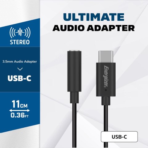 Energizer Ultimate - Adapter audio USB-C do jack 3,5 mm 11 cm (Czarny) Energizer Ultimate - Adapter audio USB-C do jack 3,5 mm 11 cm (Czarny)