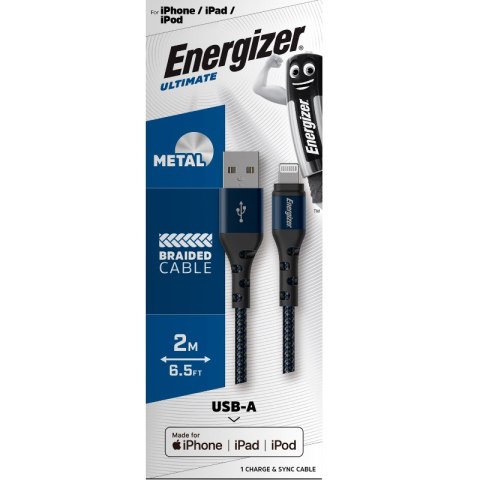 Energizer Ultimate - Kabel połączeniowy USB-A do Lightning certyfikat MFi 2m (Niebieski) Energizer Ultimate - Kabel połączeniowy USB-A do Lightning certyfikat MFi 2m (Niebieski)