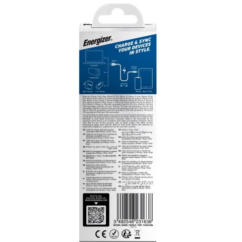 Energizer Ultimate - Kabel połączeniowy USB-A do Lightning certyfikat MFi 2m (Niebieski) Energizer Ultimate - Kabel połączeniowy USB-A do Lightning certyfikat MFi 2m (Niebieski)