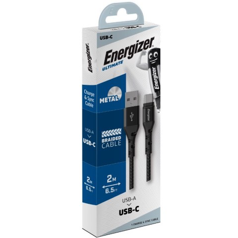 Energizer Ultimate - Kabel połączeniowy USB-A do USB-C 2m (Czarny) Energizer Ultimate - Kabel połączeniowy USB-A do USB-C 2m (Czarny)