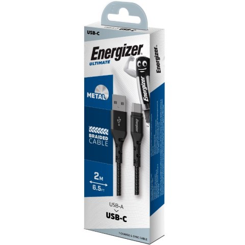 Energizer Ultimate - Kabel połączeniowy USB-A do USB-C 2m (Czarny) Energizer Ultimate - Kabel połączeniowy USB-A do USB-C 2m (Czarny)
