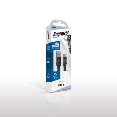 Energizer Ultimate - Kabel połączeniowy USB-A do USB-C 2m (Czarny) Energizer Ultimate - Kabel połączeniowy USB-A do USB-C 2m (Czarny)