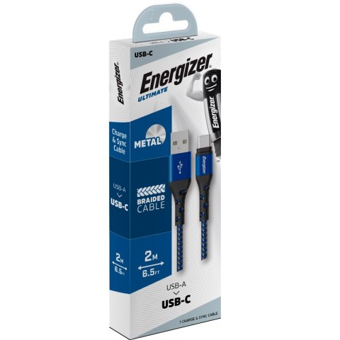 Energizer Ultimate - Kabel połączeniowy USB-A do USB-C 2m (Niebieski) Energizer Ultimate - Kabel połączeniowy USB-A do USB-C 2m (Niebieski)