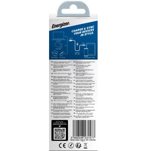 Energizer Ultimate - Kabel połączeniowy USB-A do USB-C 2m (Niebieski) Energizer Ultimate - Kabel połączeniowy USB-A do USB-C 2m (Niebieski)