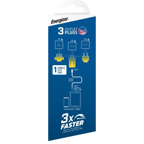Energizer Ultimate - Ładowarka sieciowa Multiplug EU / UK / US GaN USB-C 20W PD (Złoty) Energizer Ultimate - Ładowarka sieciowa Multiplug EU / UK / US GaN USB-C 20W PD (Złoty)