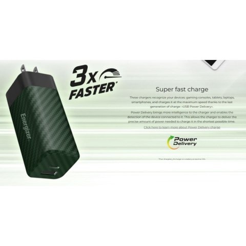 Energizer Ultimate - Ładowarka sieciowa Multiplug EU / UK / US GaN USB-C & USB-A 65W PD (Srebrny) Energizer Ultimate - Ładowarka sieciowa Multiplug EU / UK / US GaN USB-C & USB-A 65W PD (Srebrny)