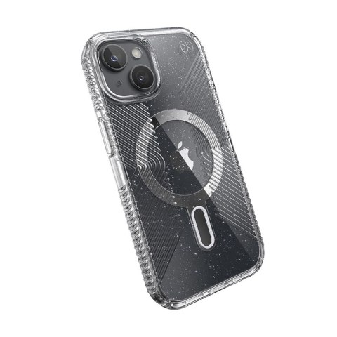 Speck Presidio Lux Grip ClickLock & Magsafe - Etui iPhone 15 / iPhone 14 / iPhone 13 (Clear / Platinium Glitter / Chrome Finish Speck Presidio Lux Grip ClickLock & Magsafe - Etui iPhone 15 / iPhone 14 / iPhone 13 (Clear / Platinium Glitter / Chrome Finish