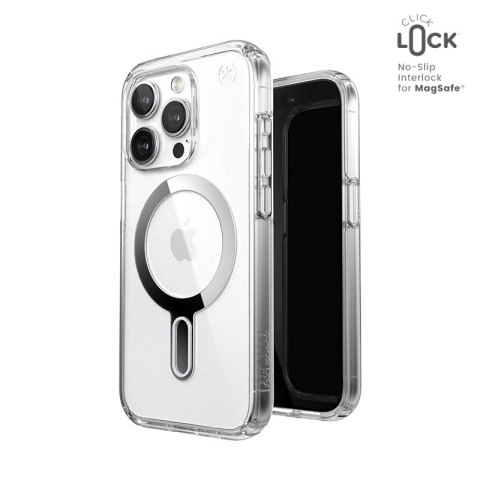 Speck Presidio Perfect-Clear ClickLock & Magsafe - Etui iPhone 15 Pro (Clear / Chrome Finish / Serene Silver) Speck Presidio Perfect-Clear ClickLock & Magsafe - Etui iPhone 15 Pro (Clear / Chrome Finish / Serene Silver)