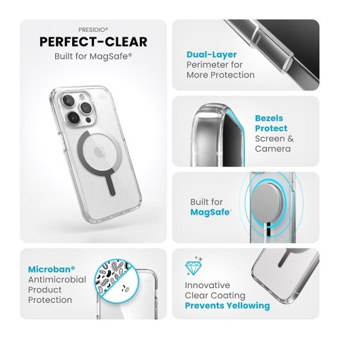 Speck Presidio Perfect-Clear MagSafe - Etui iPhone 15 Pro (Clear / Chrome Finish / Serene Silver) Speck Presidio Perfect-Clear MagSafe - Etui iPhone 15 Pro (Clear / Chrome Finish / Serene Silver)