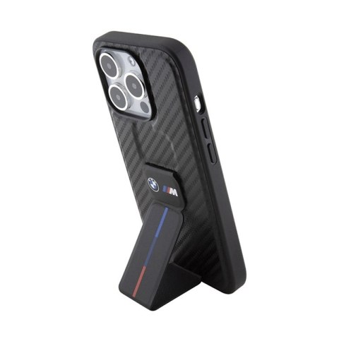 BMW Grip Stand Smooth & Carbon - Etui iPhone 15 Pro (czarny) BMW Grip Stand Smooth & Carbon - Etui iPhone 15 Pro (czarny)