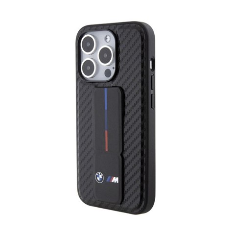 BMW Grip Stand Smooth & Carbon - Etui iPhone 15 Pro (czarny) BMW Grip Stand Smooth & Carbon - Etui iPhone 15 Pro (czarny)