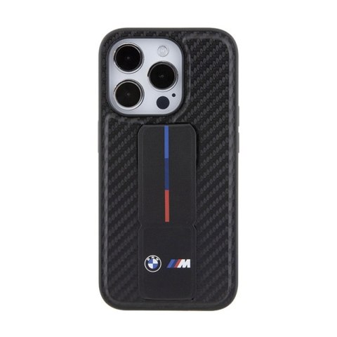BMW Grip Stand Smooth & Carbon - Etui iPhone 15 Pro (czarny) BMW Grip Stand Smooth & Carbon - Etui iPhone 15 Pro (czarny)