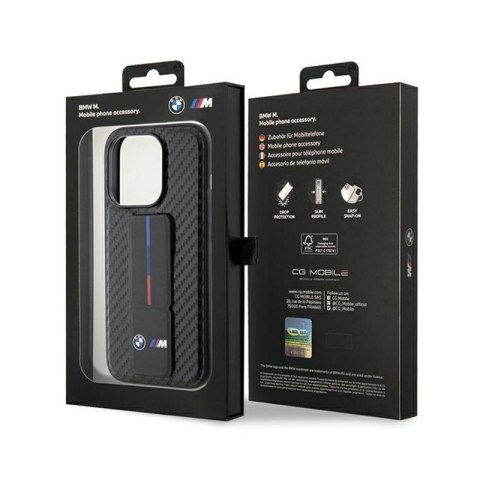 BMW Grip Stand Smooth & Carbon - Etui iPhone 15 Pro (czarny) BMW Grip Stand Smooth & Carbon - Etui iPhone 15 Pro (czarny)