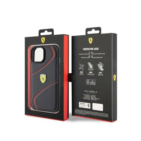 Ferrari Twist Metal Logo - Etui iPhone 15 (czarny) Ferrari Twist Metal Logo - Etui iPhone 15 (czarny)