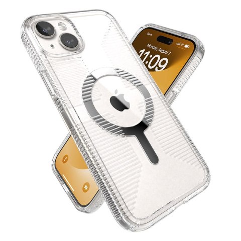 Speck Gemshell Grip + MagSafe - Etui do iPhone 15 Plus / iPhone 14 Plus (Clear / Chrome Finish) Speck Gemshell Grip + MagSafe - Etui do iPhone 15 Plus / iPhone 14 Plus (Clear / Chrome Finish)