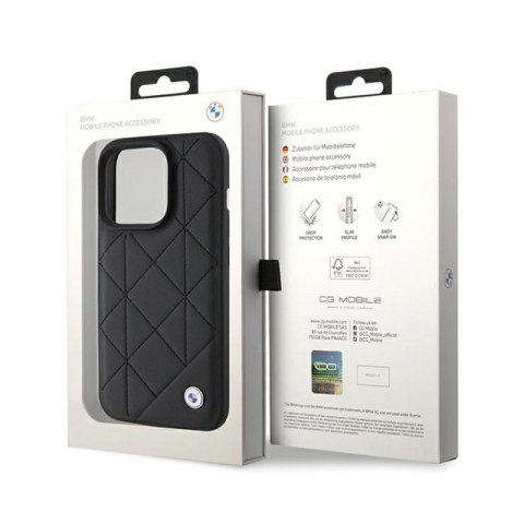 BMW Leather Quilted - Etui iPhone 15 Pro Max (czarny) BMW Leather Quilted - Etui iPhone 15 Pro Max (czarny)