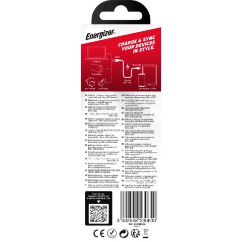 Energizer Classic - Kabel połączeniowy USB-A do Micro USB 1.2m (Czarny) Energizer Classic - Kabel połączeniowy USB-A do Micro USB 1.2m (Czarny)
