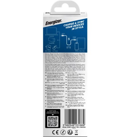 Energizer Ultimate - Kabel połączeniowy USB-A do Lightning certyfikat MFi 2m (Czerwony) Energizer Ultimate - Kabel połączeniowy USB-A do Lightning certyfikat MFi 2m (Czerwony)