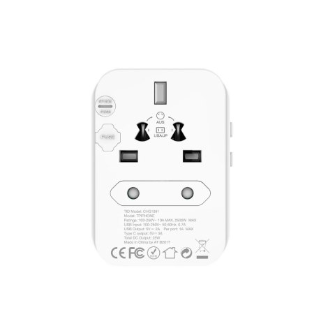 Energizer Ultimate - Ładowarka / Adapter podróżny EU / US / AU / UK + 2x USB-A & USB-C certyfikat MFi (Biały) Energizer Ultimate - Ładowarka / Adapter podróżny EU / US / AU / UK + 2x USB-A & USB-C certyfikat MFi (Biały)