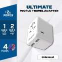 Energizer Ultimate - Ładowarka / Adapter podróżny EU / US / AU / UK + 2x USB-A & USB-C certyfikat MFi (Biały)
