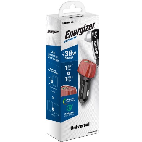 Energizer Ultimate - Ładowarka samochodowa USB-C & USB-A 38W PD + QC3.0 (Walnut) Energizer Ultimate - Ładowarka samochodowa USB-C & USB-A 38W PD + QC3.0 (Walnut)