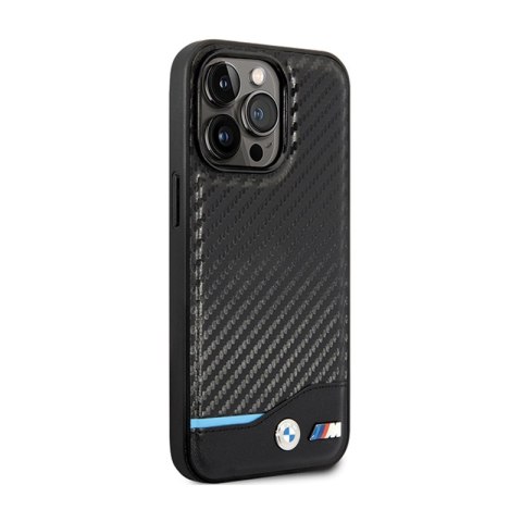 BMW Leather Carbon Blue Line - Etui iPhone 13 Pro (Czarny) BMW Leather Carbon Blue Line - Etui iPhone 13 Pro (Czarny)