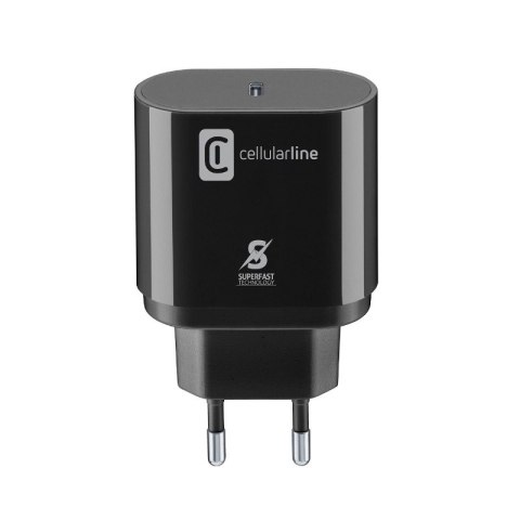 Cellularline - Ładowarka sieciowa USB-C Super Fast Charger 25W (Designed for Samsung) (czarny) Cellularline - Ładowarka sieciowa USB-C Super Fast Charger 25W (Designed for Samsung) (czarny)